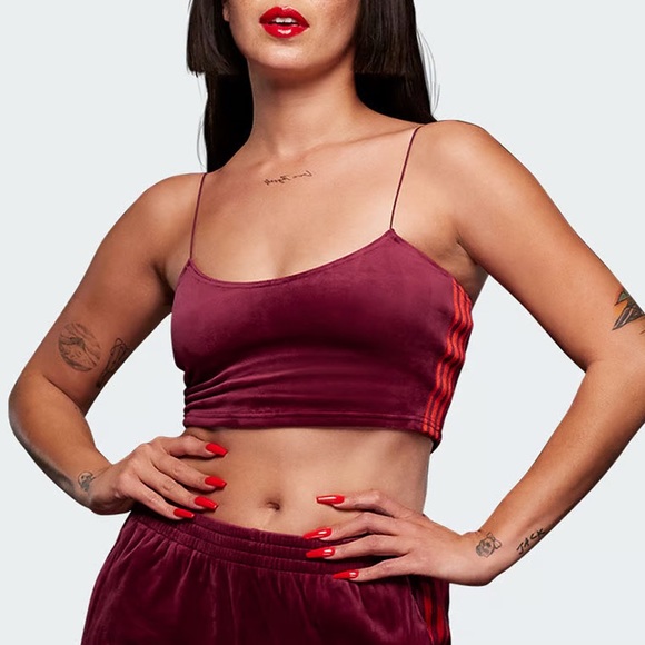 Adidas x Ivy Park - Ivy Heart Drop | Velour Bralette, Cherry Wood - Picture 1 of 9